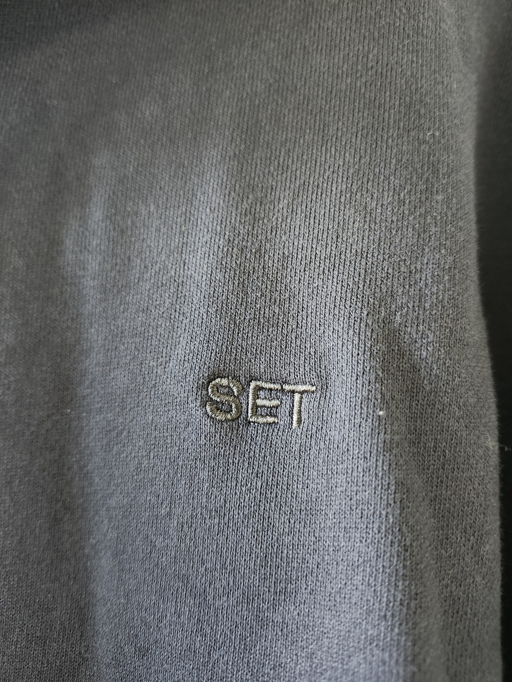 SET Active Navy Cropped Half Zip Fleece Sweatshirt Pullover NWOT Size Small - Picture 3 of 7